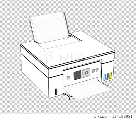 Sketch of a multifunction inkjet color printer Sketch of a multifunction inkjet color printer 124198951