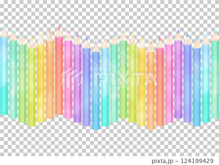 水彩タッチのカラフルな色鉛筆ウェーブ 124199429