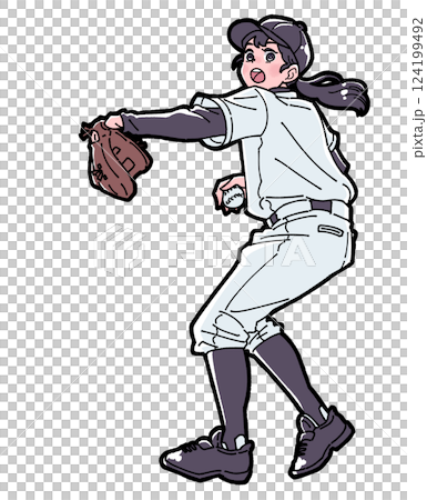 野球をする女の子のイラスト 124199492