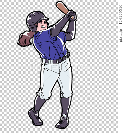 Illustration of a girl playing baseball 124199516