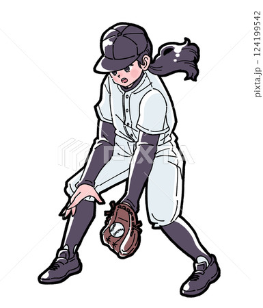 野球をする女の子のイラスト 124199542