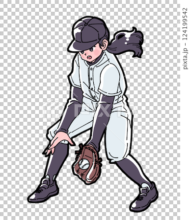 野球をする女の子のイラスト 124199542