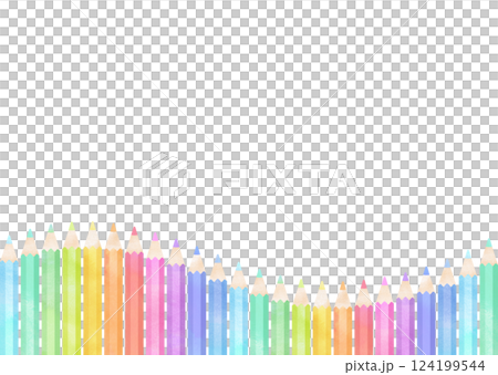 水彩タッチのカラフルな色鉛筆フレーム 124199544