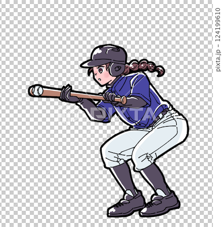 Illustration of a girl playing baseball 124199610