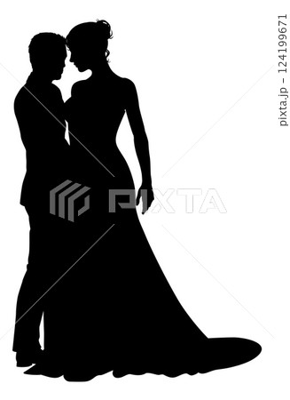 Bride And Groom Couple Wedding Dress Silhouettes Bride And Groom Couple Wedding Dress Silhouettes 124199671