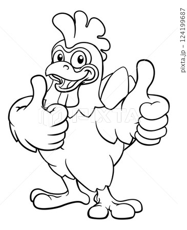 Chicken Cartoon Rooster Cockerel Bird Mascot 124199687