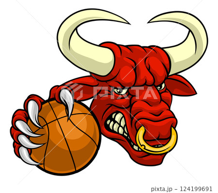 Bull Minotaur Longhorn Cow Basketball Mascot Bull Minotaur Longhorn Cow Basketball Mascot 124199691