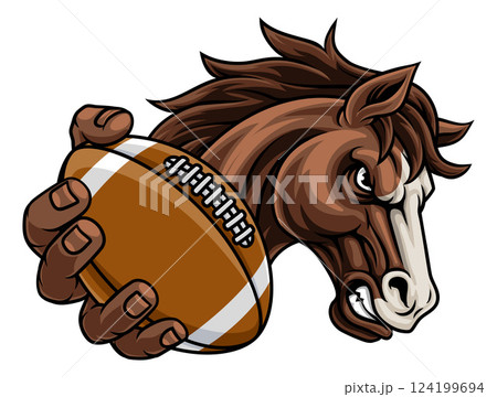 Horse Mustang Stallion Football Sports Team Mascot Horse Mustang Stallion Football Sports Team Mascot 124199694