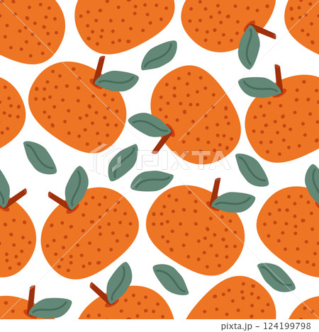 Seamless pattern tangerines with leaves Seamless pattern tangerines with leaves 124199798