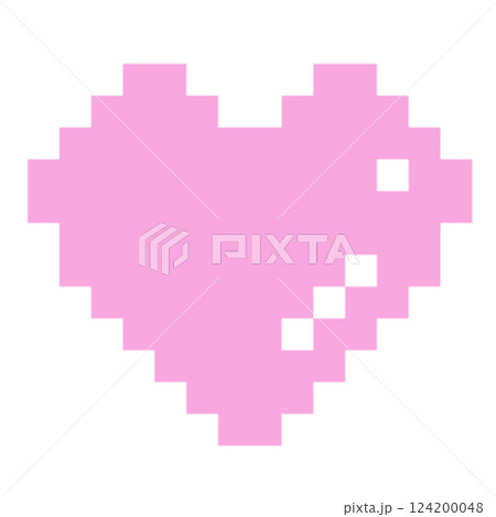 カラフルなハートマークのドット絵 124200048