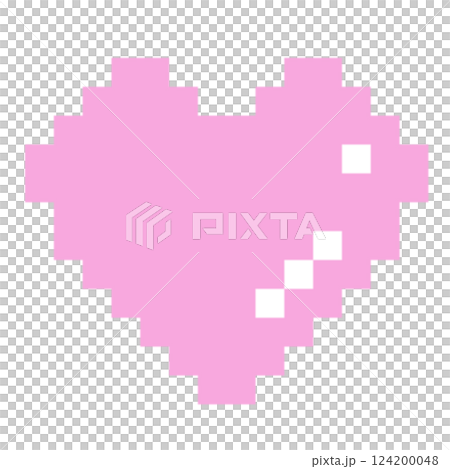 カラフルなハートマークのドット絵 124200048