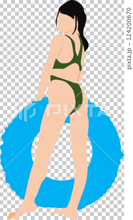 身穿泳衣的女子擺姿勢的插圖 124200670