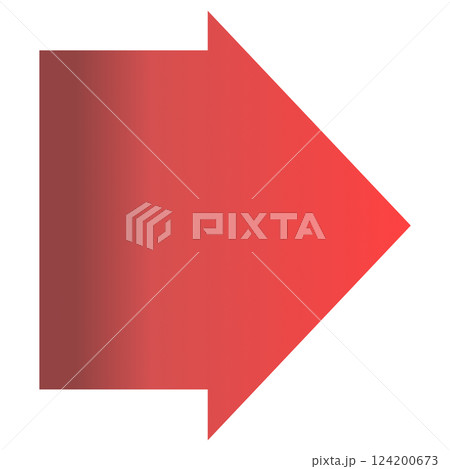赤グラデーションでシンプルな太い矢印 赤グラデーションでシンプルな太い矢印 124200673