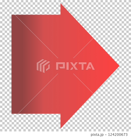 赤グラデーションでシンプルな太い矢印 赤グラデーションでシンプルな太い矢印 124200673