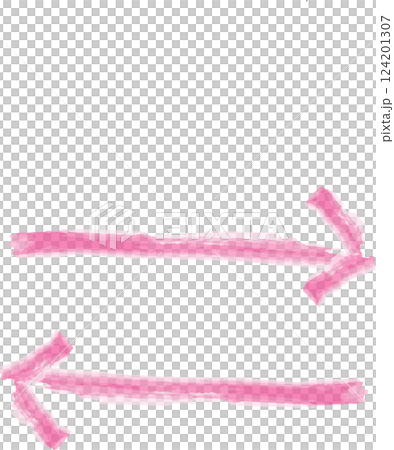双方向の直線のピンク色の矢印の水彩風手書きイラスト 双方向の直線のピンク色の矢印の水彩風手書きイラスト 124201307