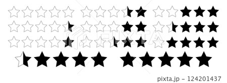 Outline star icon set for vector quality rating and award. Modern shape symbol for vote, rank, and review illustration. Flat pentagram design for web feedback and evaluation Outline star icon set for vector quality rating and award. Modern shape symbol for vote, rank, and review illustration. Flat pentagram design for web feedback and evaluation 124201437