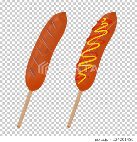 街頭美食_法蘭克福插圖(番茄醬_芥末) 街頭美食_法蘭克福插圖(番茄醬_芥末) 124201456