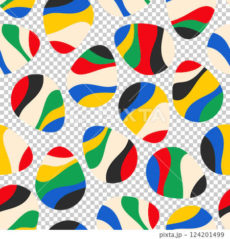 Easter seamless pattern with hand drawn colorful funny eggs 124201499