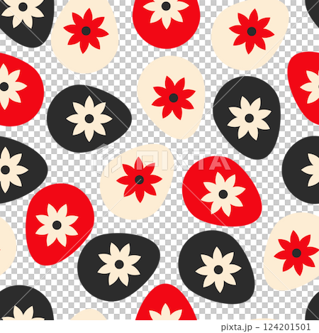 Easter pattern with cute flowers and eggs Easter pattern with cute flowers and eggs 124201501