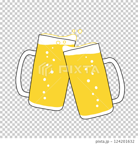 ビールジョッキで乾杯しているイラスト ビールジョッキで乾杯しているイラスト 124201632