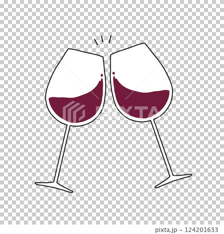 赤ワインで乾杯しているイラスト 赤ワインで乾杯しているイラスト 124201633