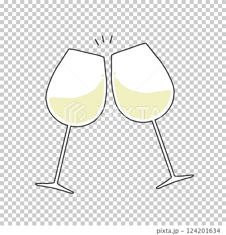 白ワインで乾杯しているイラスト 124201634