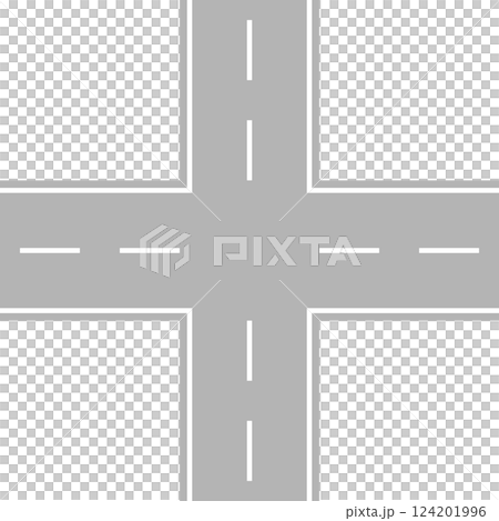 Illustration of an overhead view of a crossroads Illustration of an overhead view of a crossroads 124201996