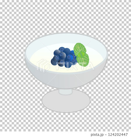 薄荷藍莓優格插圖 薄荷藍莓優格插圖 124202447