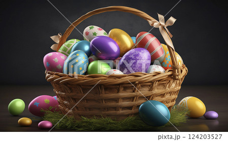 Easter eggs painted with natural herbs and flowers. For banners, card Easter eggs painted with natural herbs and flowers. For banners, card 124203527