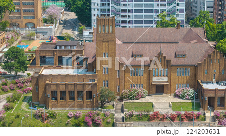 March 19 2025 Grand Historical Brick Building on a Sunny Day Surrounded 124203631