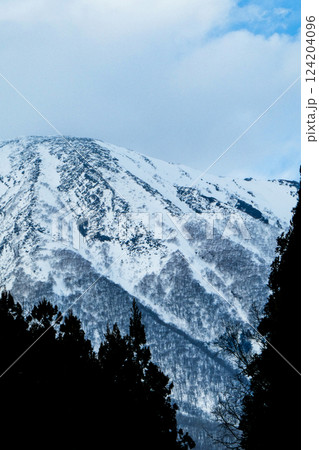 冬の晴れ間に見える小岩井農場からの雪を頂いた岩手山 冬の晴れ間に見える小岩井農場からの雪を頂いた岩手山 124204096