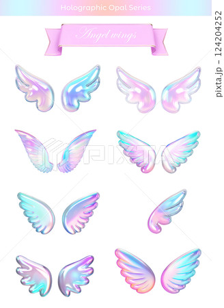 ホログラフィックオパール幻想的な天使の羽 124204252