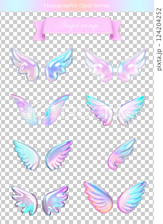 ホログラフィックオパール幻想的な天使の羽 124204252