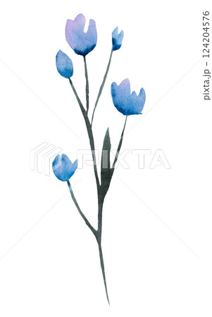 Watercolor light blue wildflowers isolated illustration, romantic floral wedding element Watercolor light blue wildflowers isolated illustration, romantic floral wedding element 124204576