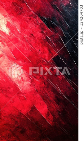 Bold abstract artwork capturing dynamic red and black hues in an expressive design, creating a sense of movement and depth 124204703