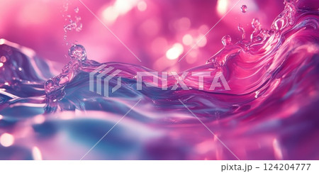 Colorful water waves reflecting light in abstract patterns during a tranquil moment 124204777