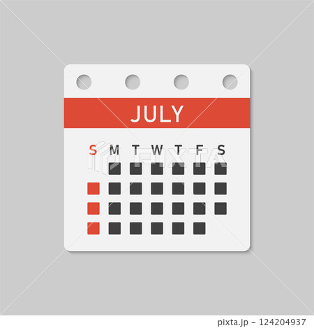 Vector template icon page calendar, month July 124204937