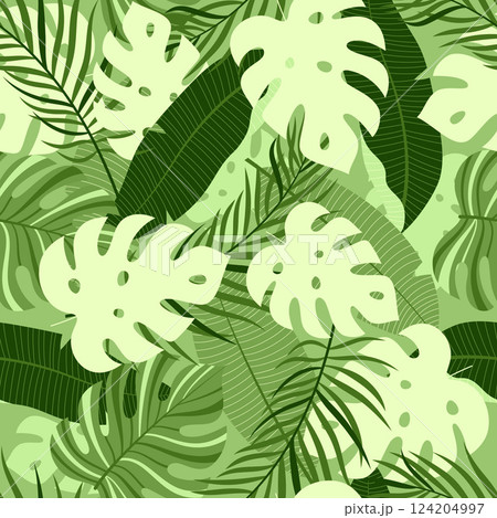 pattern with tropical leaves pattern with tropical leaves 124204997
