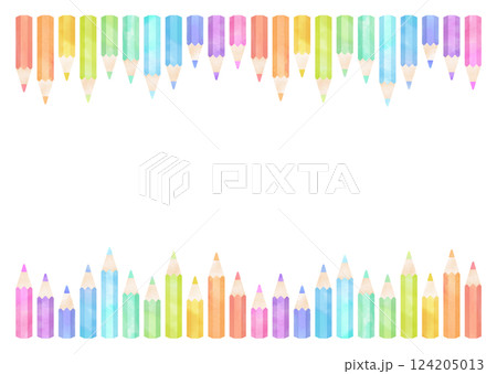 水彩タッチのカラフルな色鉛筆フレーム 124205013