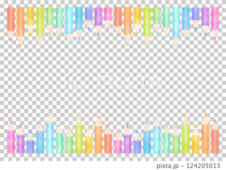 水彩タッチのカラフルな色鉛筆フレーム 124205013