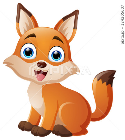 Fox cartoon isolated on white background 124205607