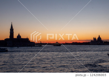 Sunset with Abbazia San Giorgio Maggiore in background Venice Sunset with Abbazia San Giorgio Maggiore in background Venice 124206003