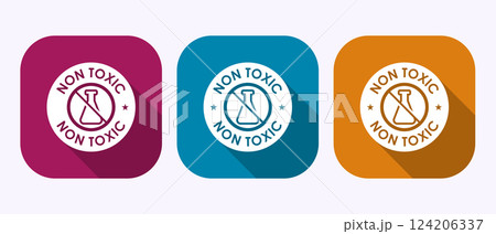 Non toxic icon design illustration. No harmful chemical sign in shadow button design 124206337