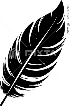simple black graphic pattern of bird feather, decorative element, logo, design 124206966