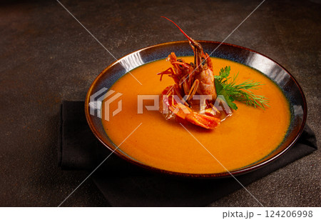 shrimp cream soup, bisque soup, French cuisine, homemade, no people, shrimp cream soup, bisque soup, French cuisine, homemade, no people, 124206998