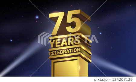 75th Years Celebration, 3D Gold Statue with Spotlights, Luxury Hollywood Light, Vector Illustration 75th Years Celebration, 3D Gold Statue with Spotlights, Luxury Hollywood Light, Vector Illustration 124207129