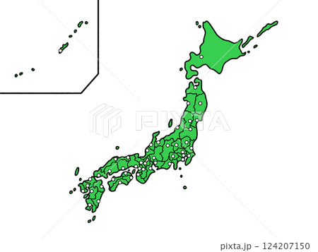 少しゆるい日本地図 県庁所在地入り 少しゆるい日本地図 県庁所在地入り 124207150