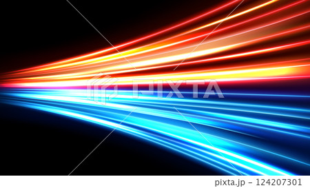 Colorful light trails, long time exposure motion blur effect. Vector Illustration Colorful light trails, long time exposure motion blur effect. Vector Illustration 124207301