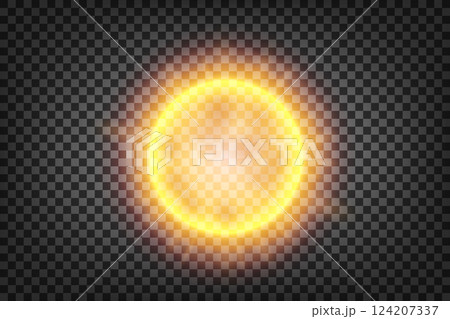 Sun Shines On Transparent Background, Vector Illustration 124207337