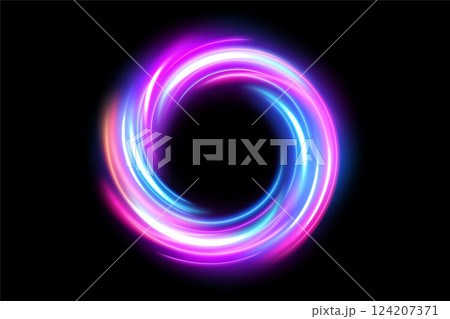 Abstract Ring Light Effect Isolated on Dark Background, Vector Illustration 124207371